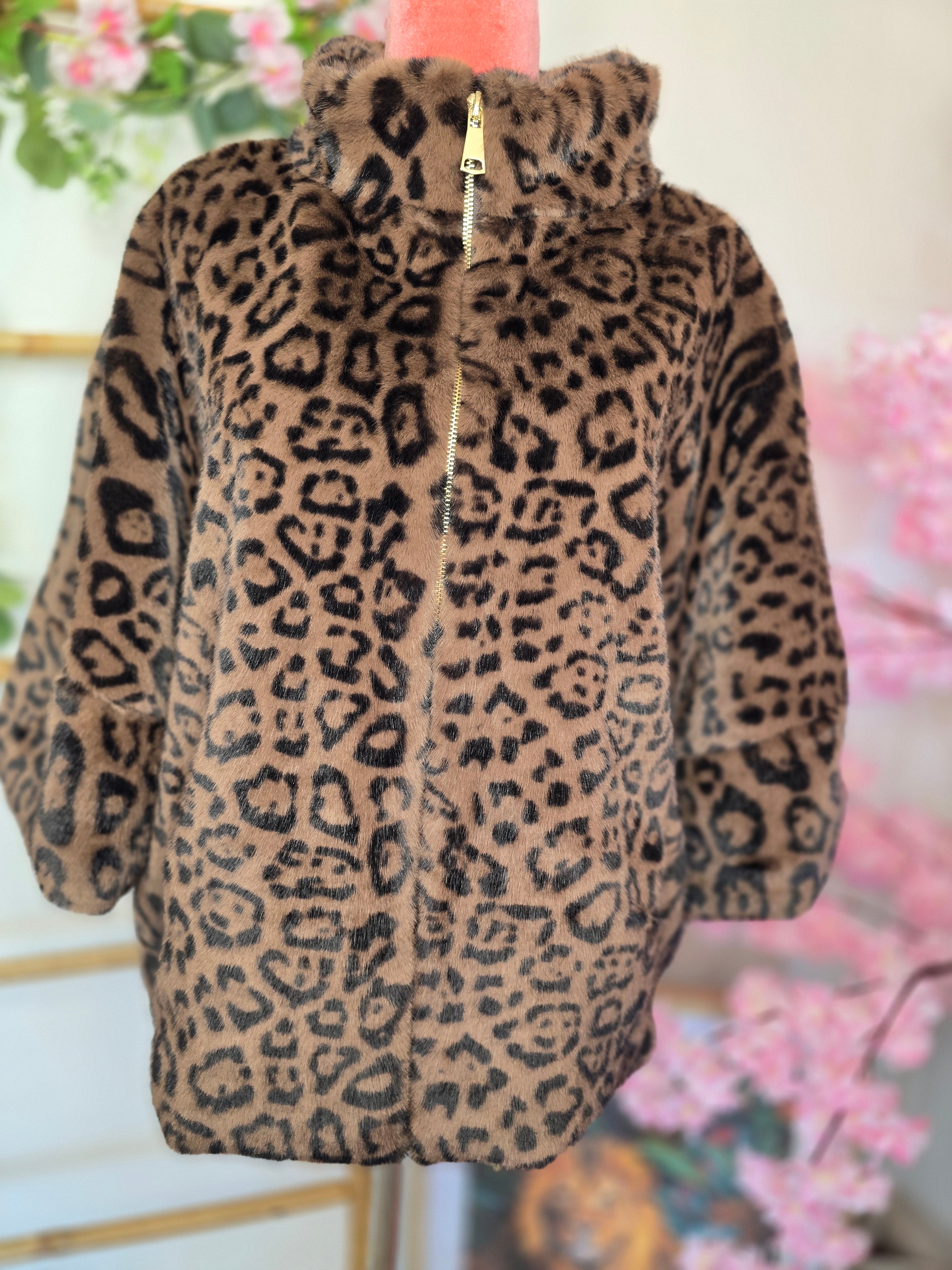 Veste fausse fourrure léopard