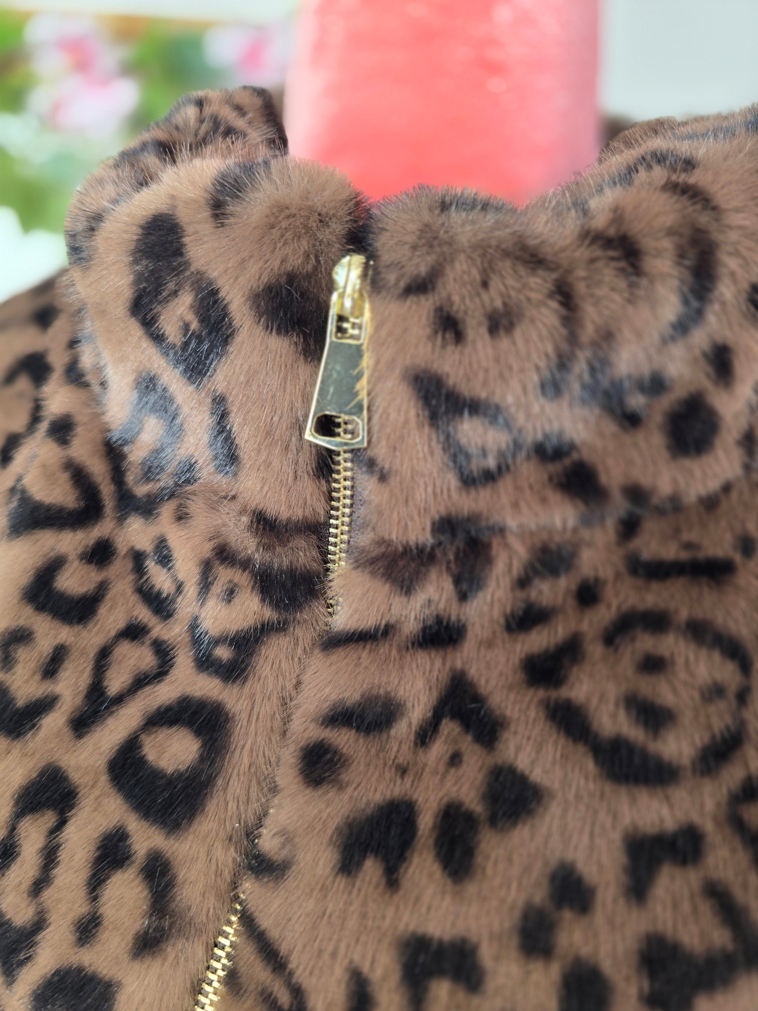 Veste fausse fourrure léopard