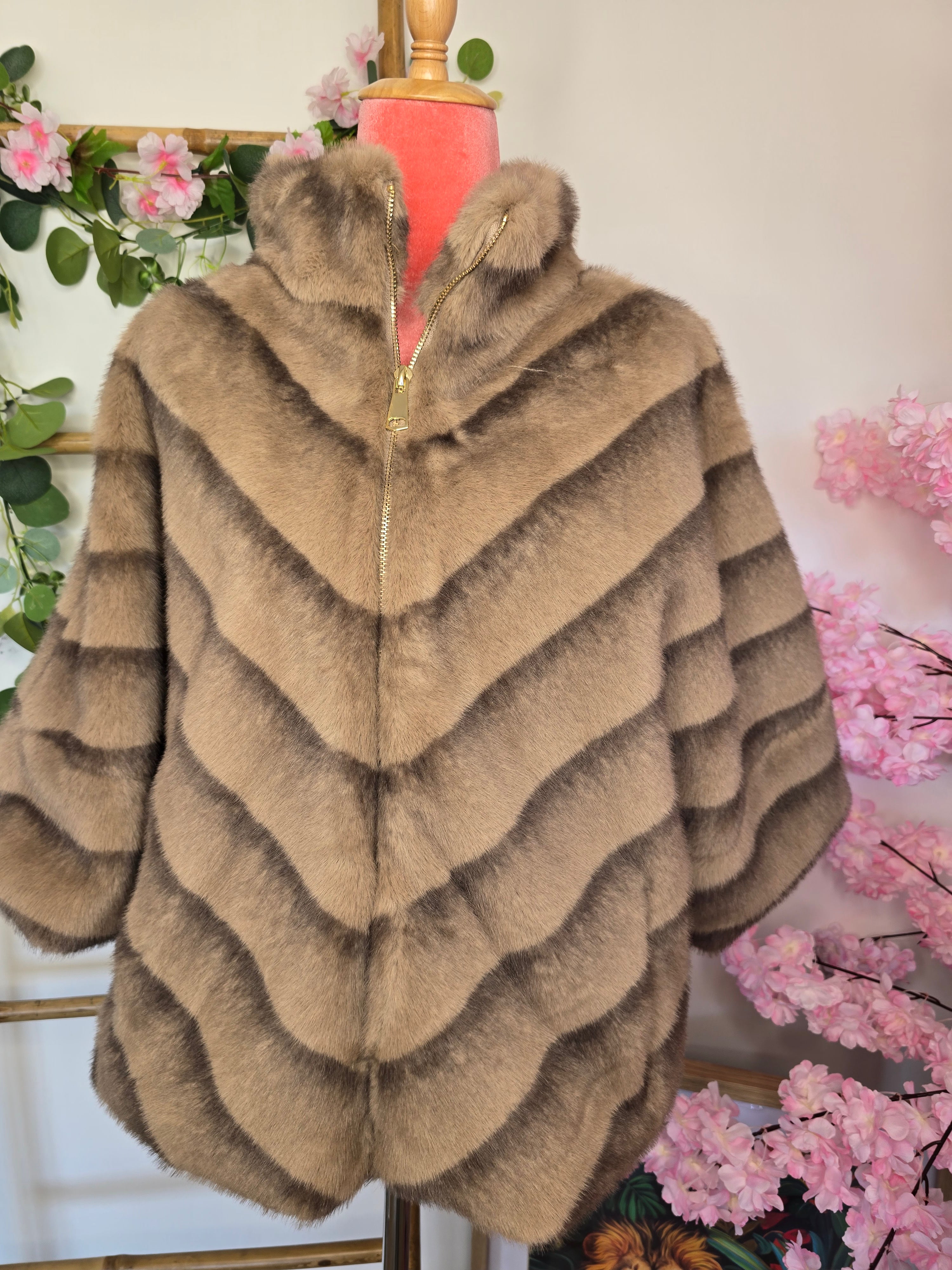 Veste fausse fourrure bicolore