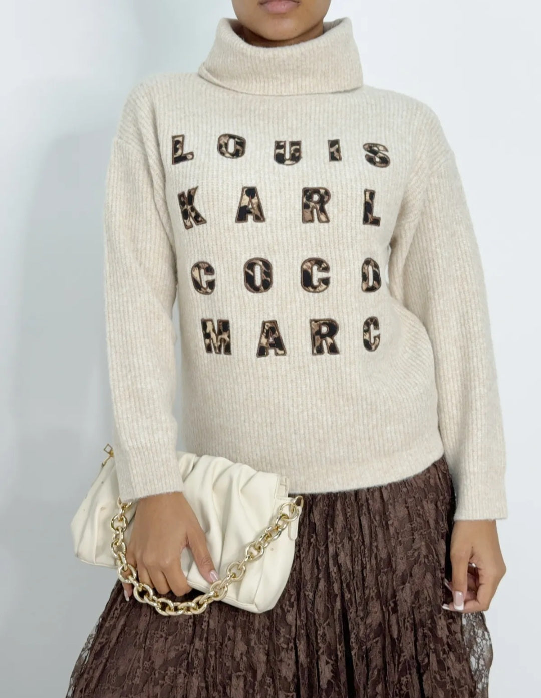 Pull maille inscription