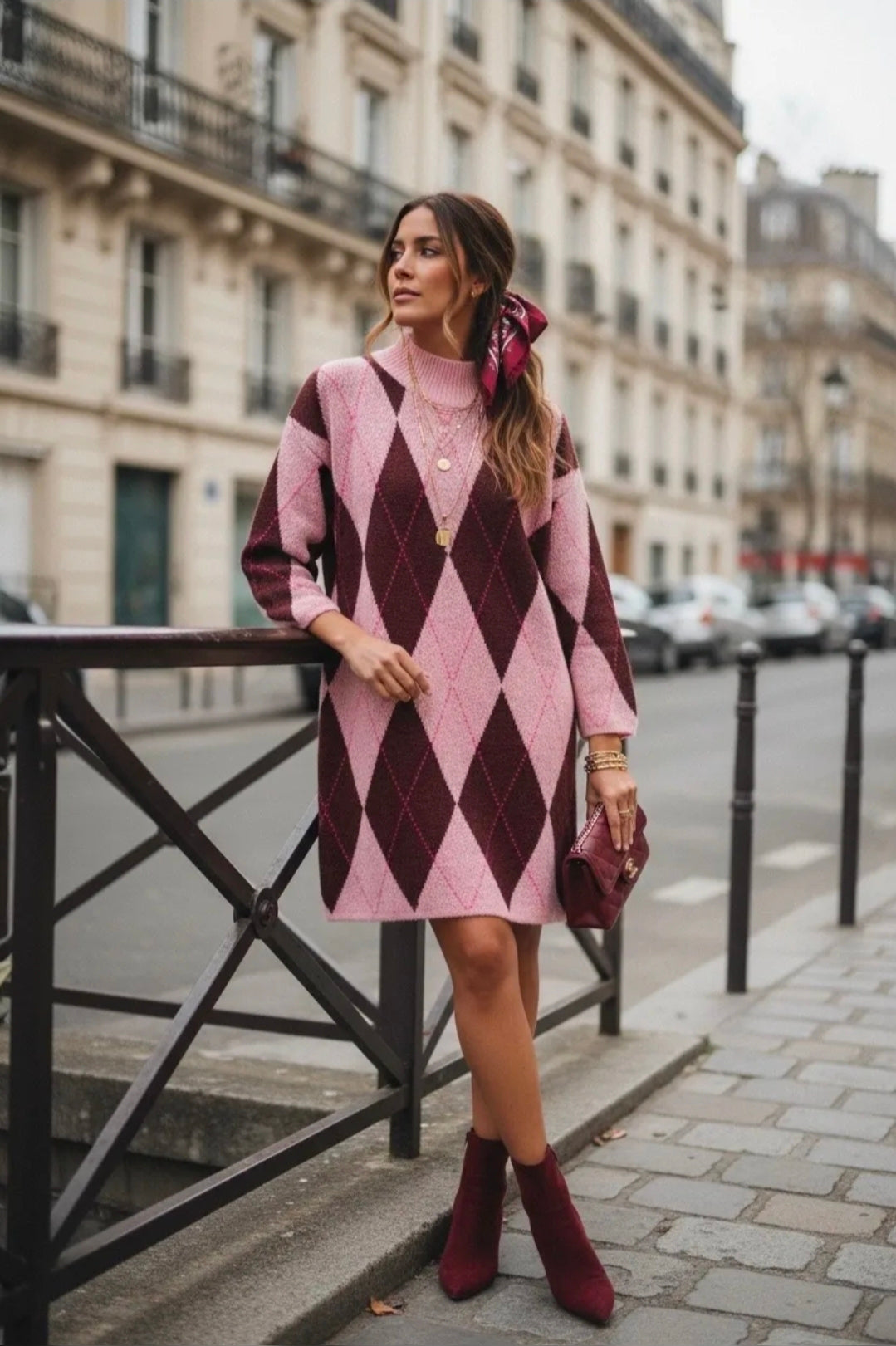 Robe pull motif Argyle